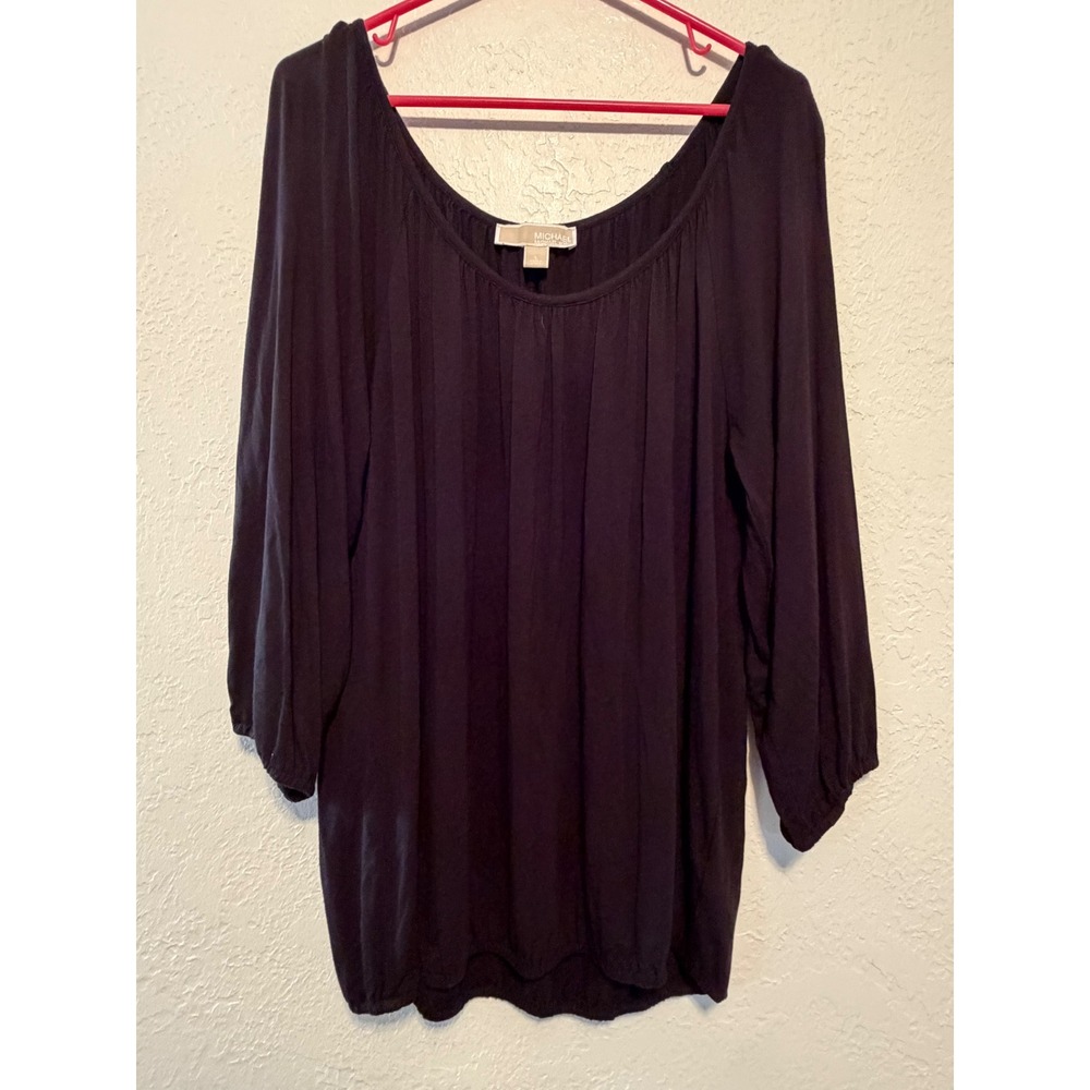 Michael Michael Kors Black Scoop Neck Long Sleeve Blouse Large